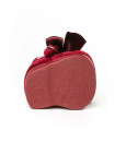 Made in Spain EU23-27 baby girl velvet Shoes with Satin Ribbon Non Slip Rubber Bordeaux